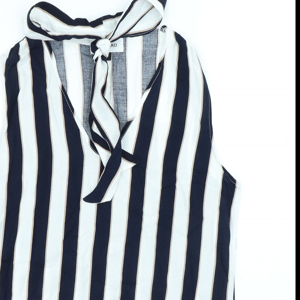 Gerard Womens White Striped Viscose Basic Tank Size 12 V-Neck