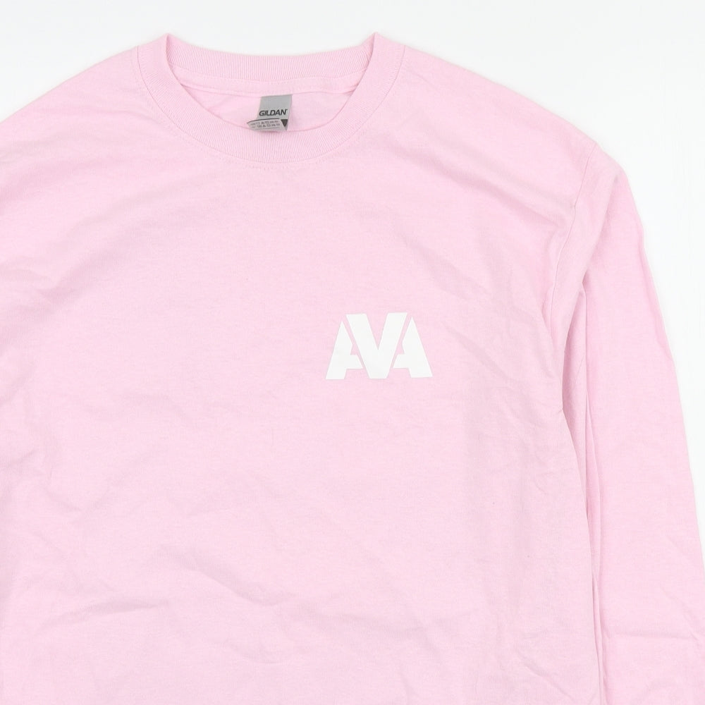 Preworn Womens Pink Cotton Basic Polo Size M Round Neck - AVA