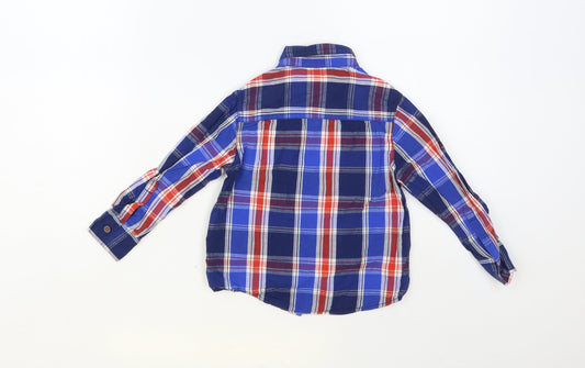 Lee Cooper Boys Blue Plaid Cotton Basic Button-Up Size 2-3 Years Collared Button