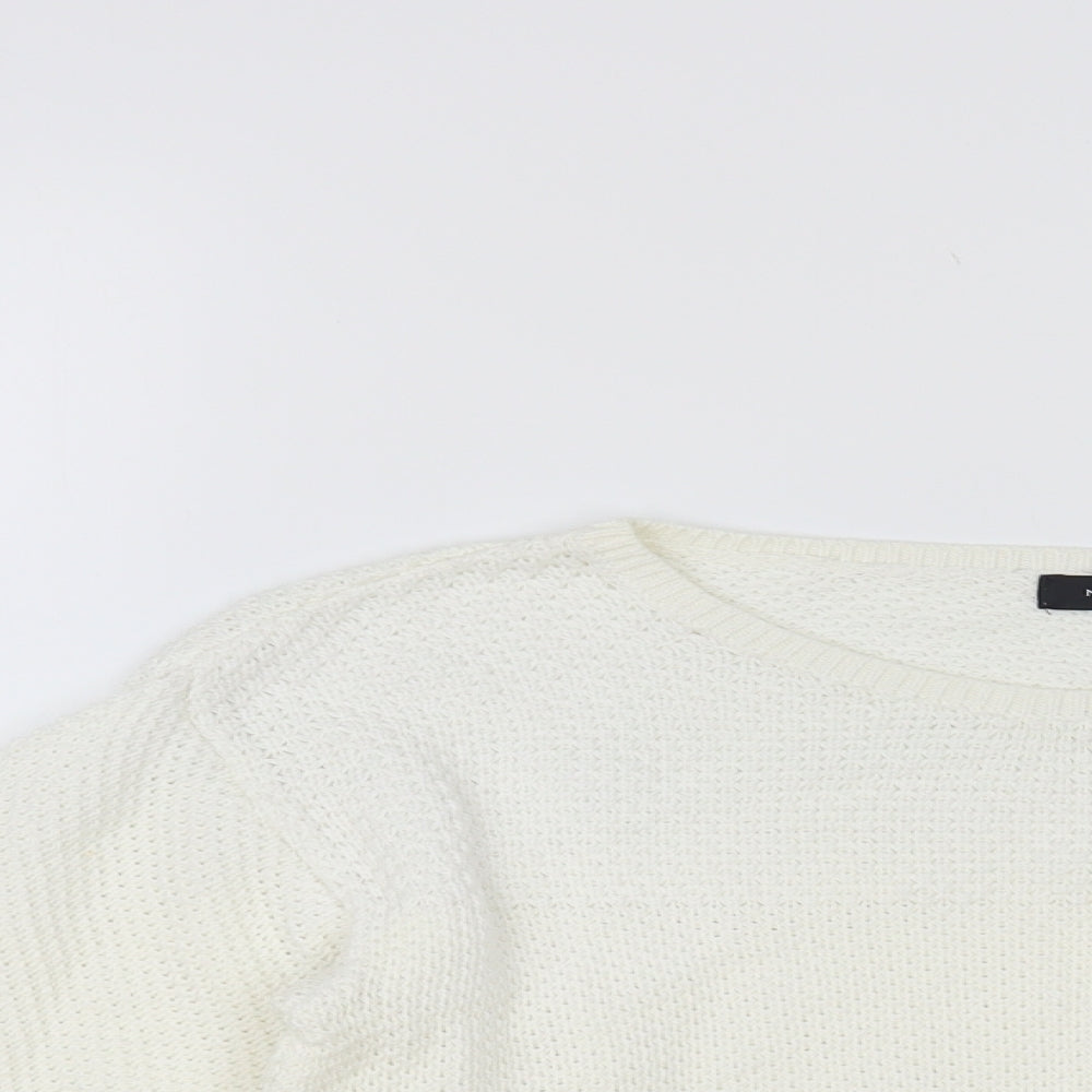 New Look Womens White Boat Neck Cotton Pullover Jumper Size 8
