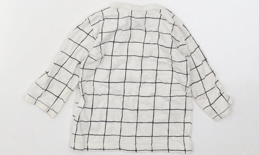 NEXT Boys White Check Cotton Basic T-Shirt Size 6-9 Months Round Neck Pullover