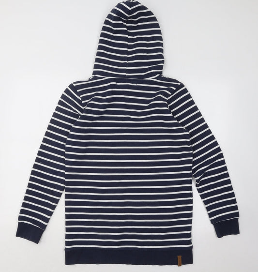 Blend She Womens Blue Striped Cotton Pullover Hoodie Size M Pullover