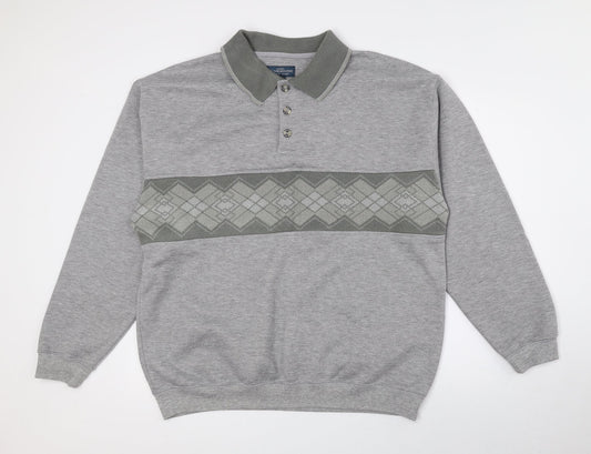 CLUB HOUSE Mens Multicoloured Geometric Polyester Pullover Sweatshirt Size XL