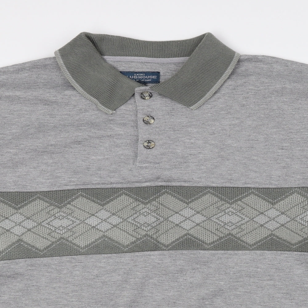 CLUB HOUSE Mens Multicoloured Geometric Polyester Pullover Sweatshirt Size XL