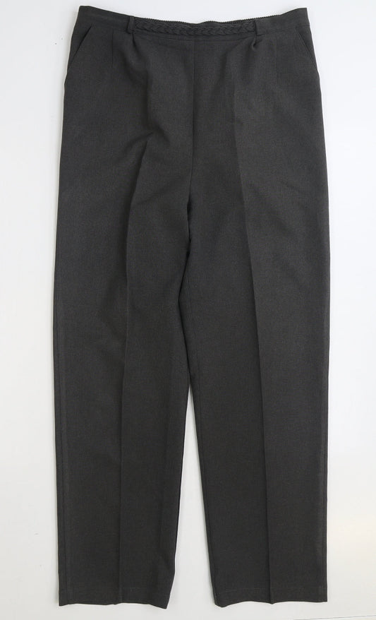 Sarah Hamilton Womens Grey Polyester Trousers Size 16 L28 in Regular