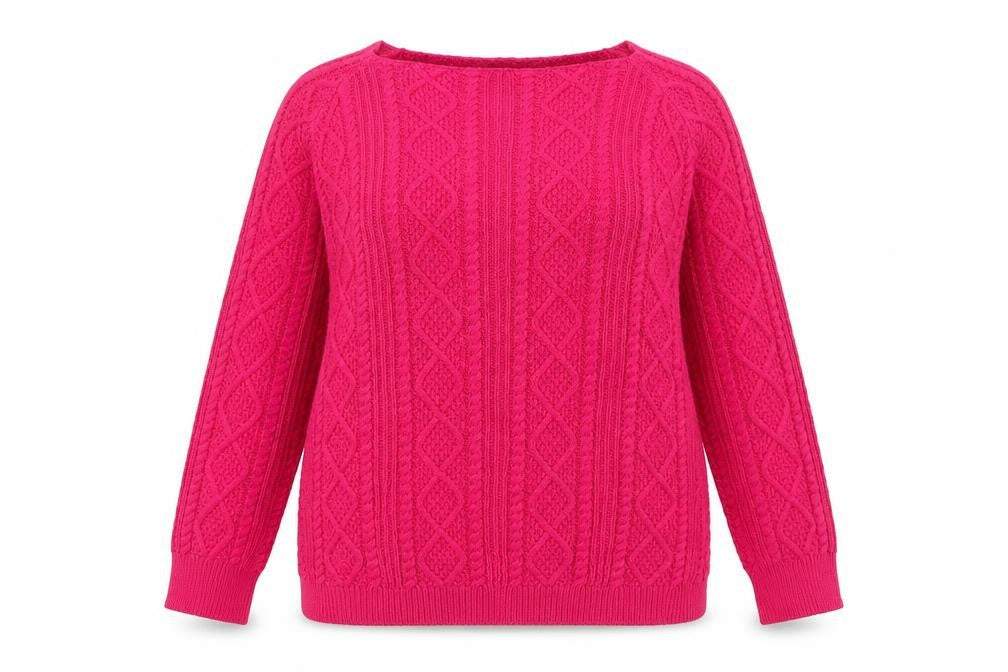 Tru Collection Womens Pink Round Neck 100% Cotton Pullover Jumper Size L