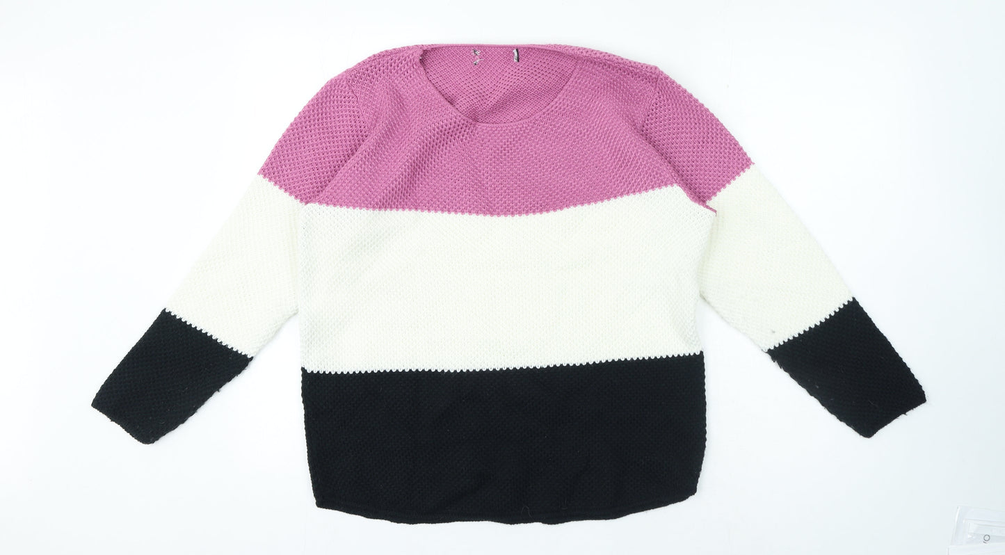 Preworn Womens Multicoloured Roll Neck Striped Acrylic Pullover Jumper Size M