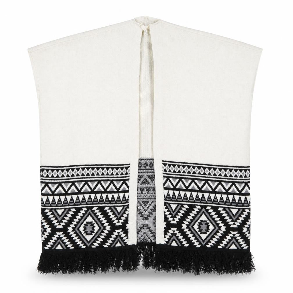 Primark Girls Ivory V-Neck Geometric Acrylic Cape Jumper Size 11-12 Years