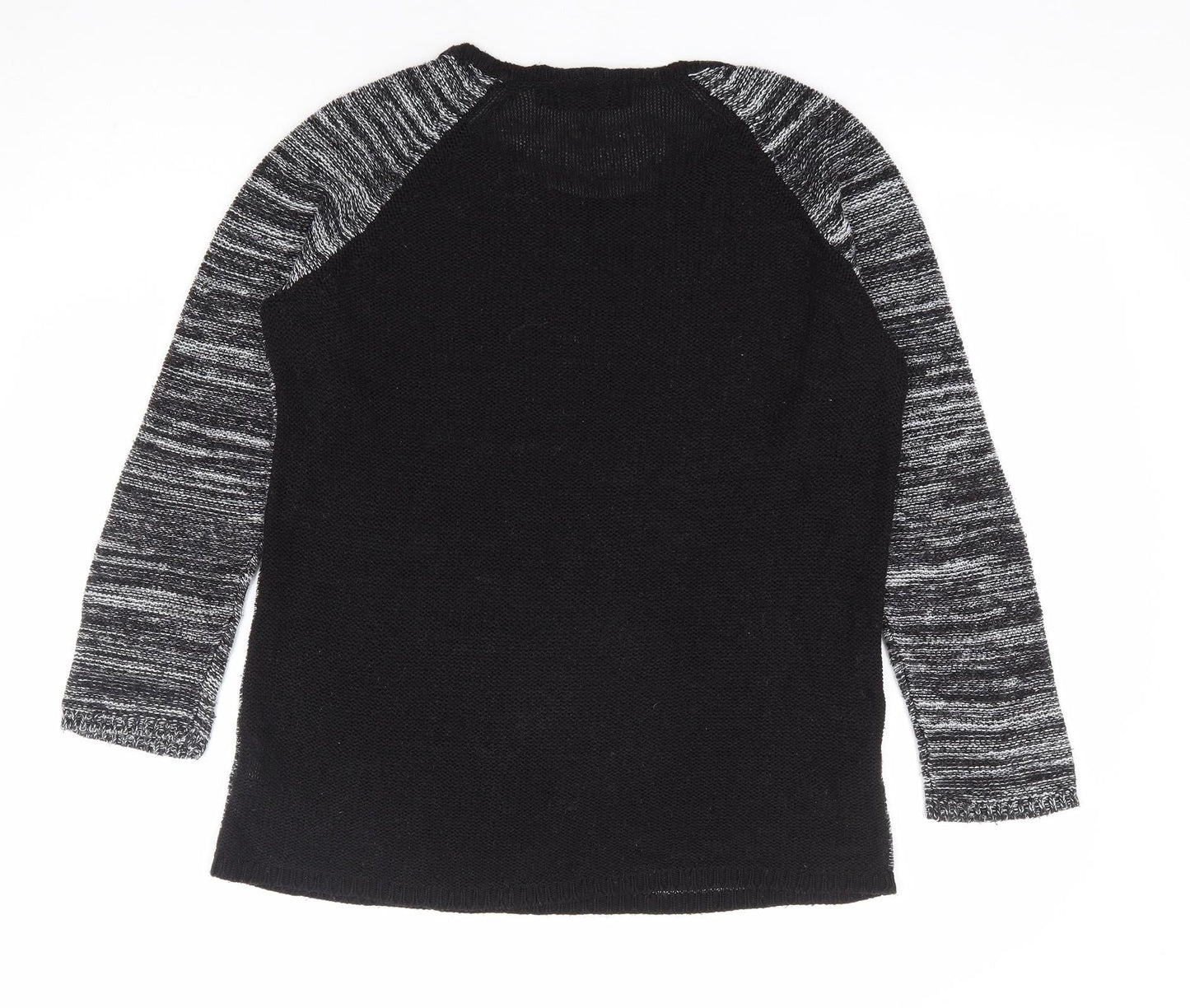QED London Womens Black Round Neck Acrylic Pullover Jumper Size L