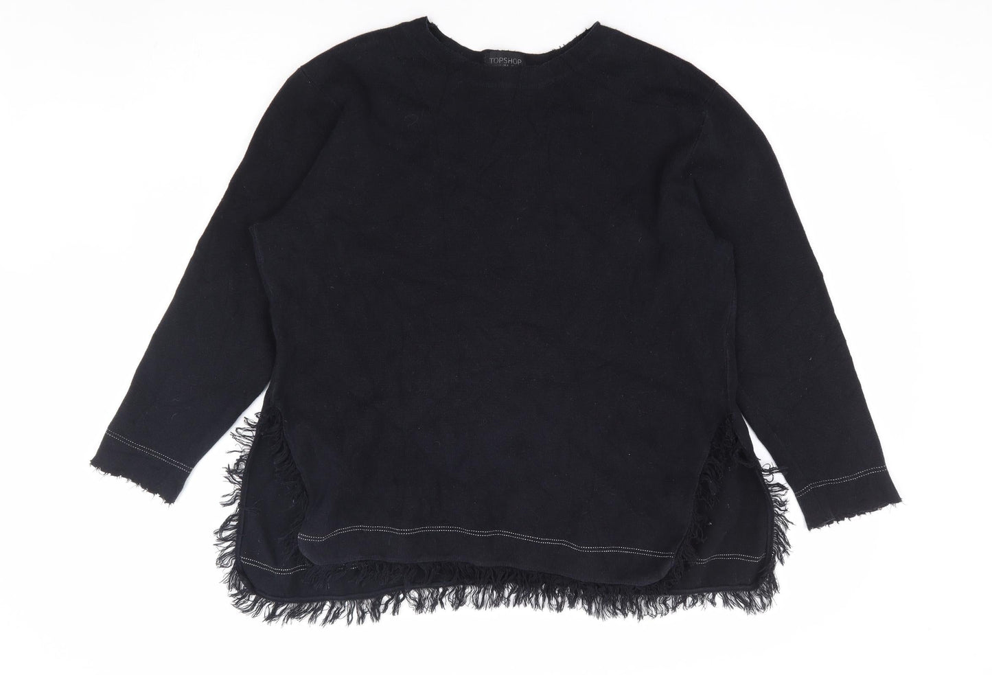 Topshop Womens Black 100% Cotton Pullover Sweatshirt Size 12 Pullover