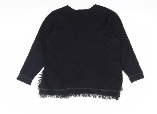 Topshop Womens Black 100% Cotton Pullover Sweatshirt Size 12 Pullover