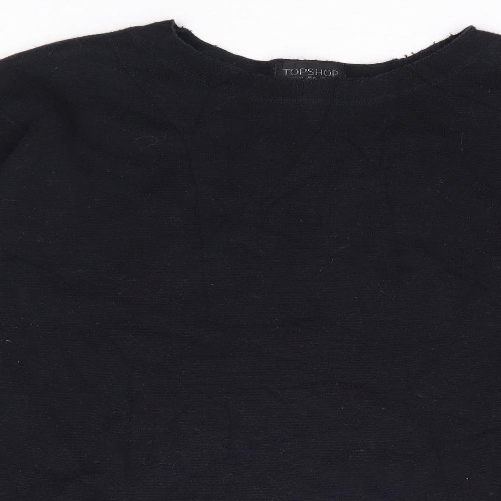 Topshop Womens Black 100% Cotton Pullover Sweatshirt Size 12 Pullover
