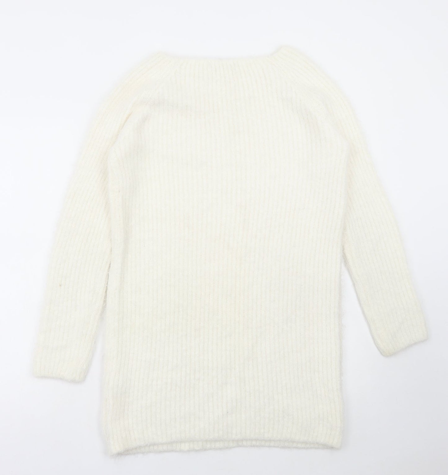 Select Womens White Boat Neck Acrylic Pullover Jumper Size 14