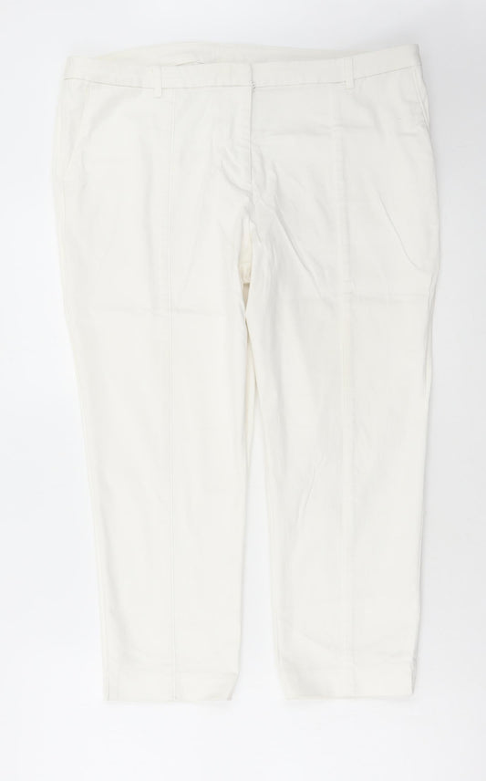 Preworn Womens White Polyester Trousers Size 38 in L27 in Regular Zip