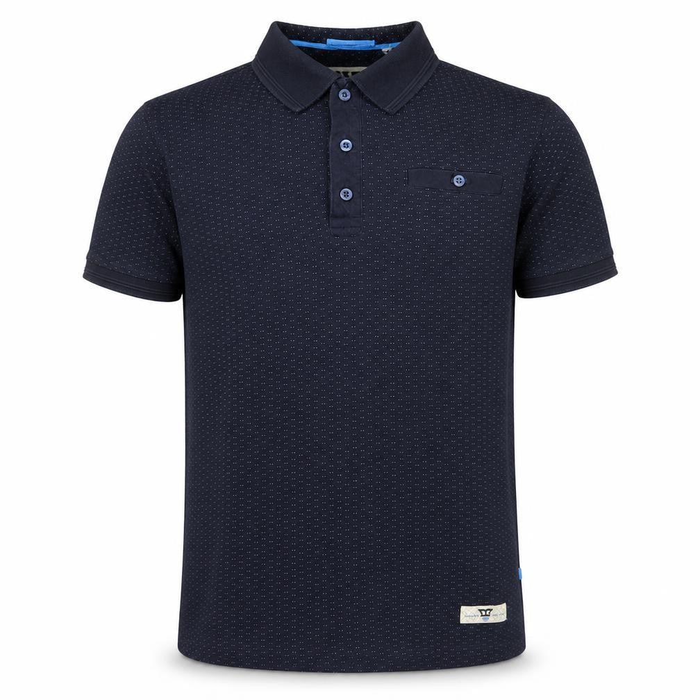 D555 Mens Black Polka Dot Cotton Polo Size S Collared Button