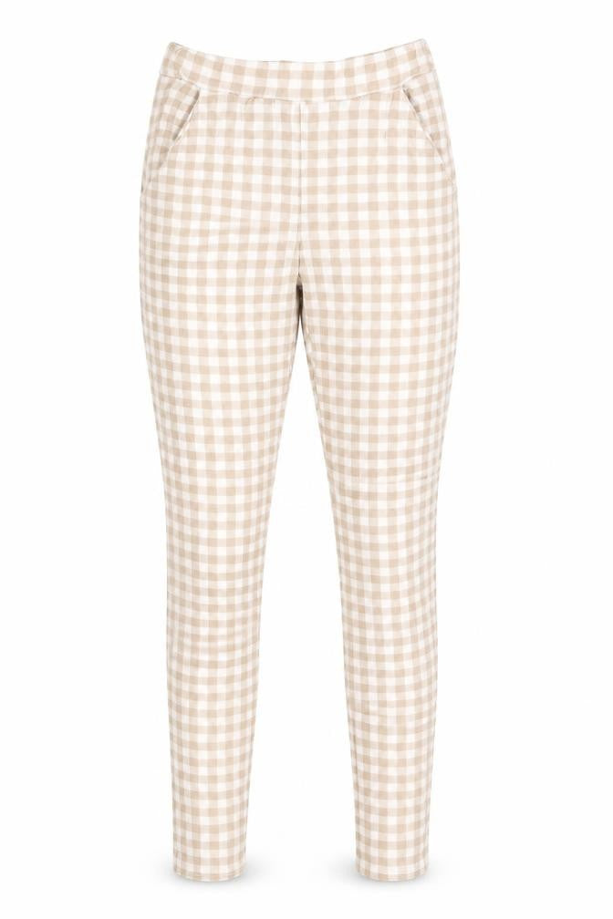 PRETTYLITTLETHING Womens Brown Check Viscose Jegging Leggings Size 6 L26 in