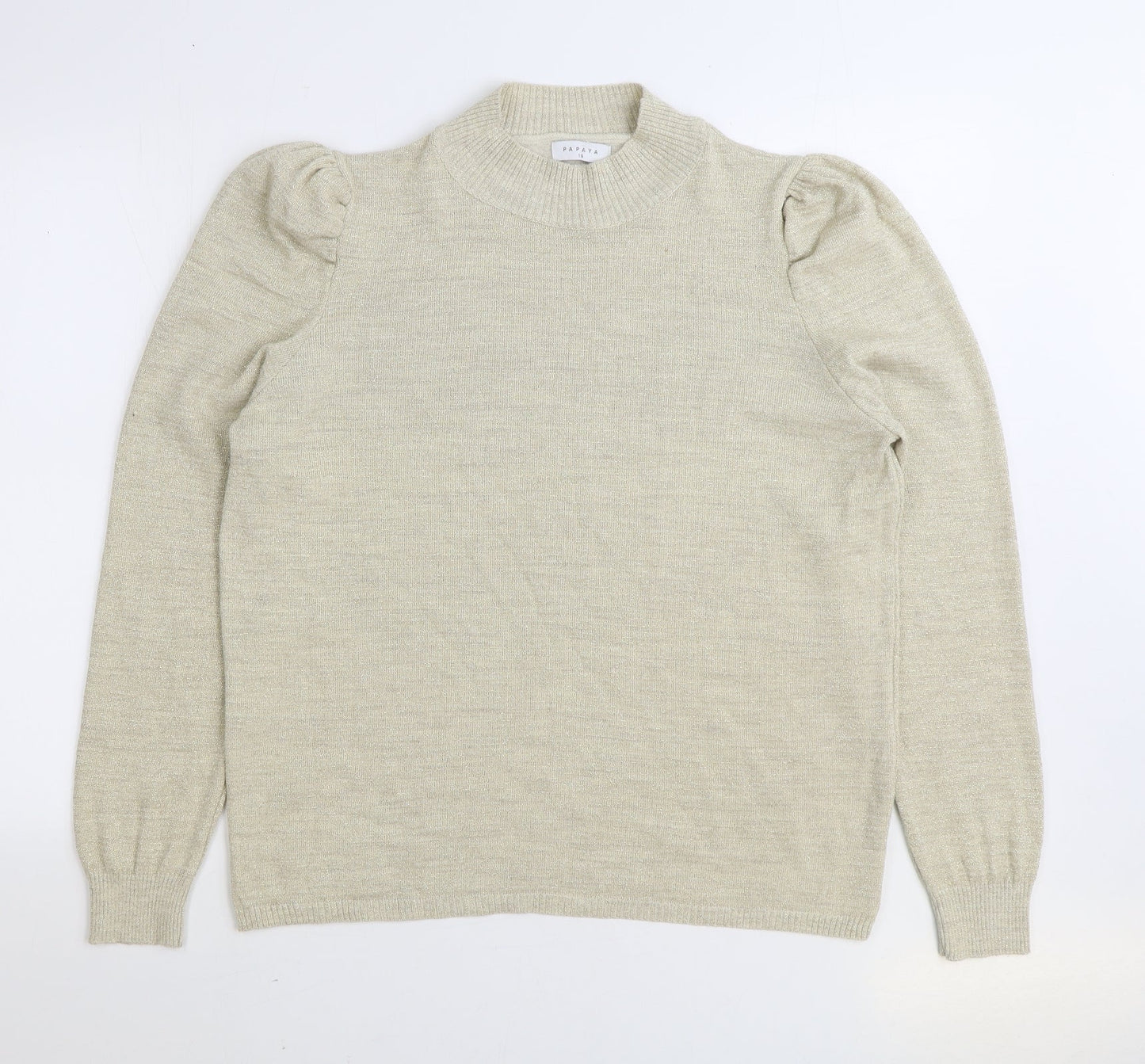 Matalan Womens Beige Round Neck Acrylic Pullover Jumper Size 18