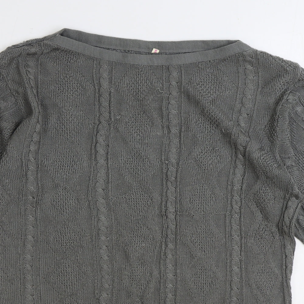 Preworn Womens Grey Boat Neck Acrylic Pullover Jumper One Size