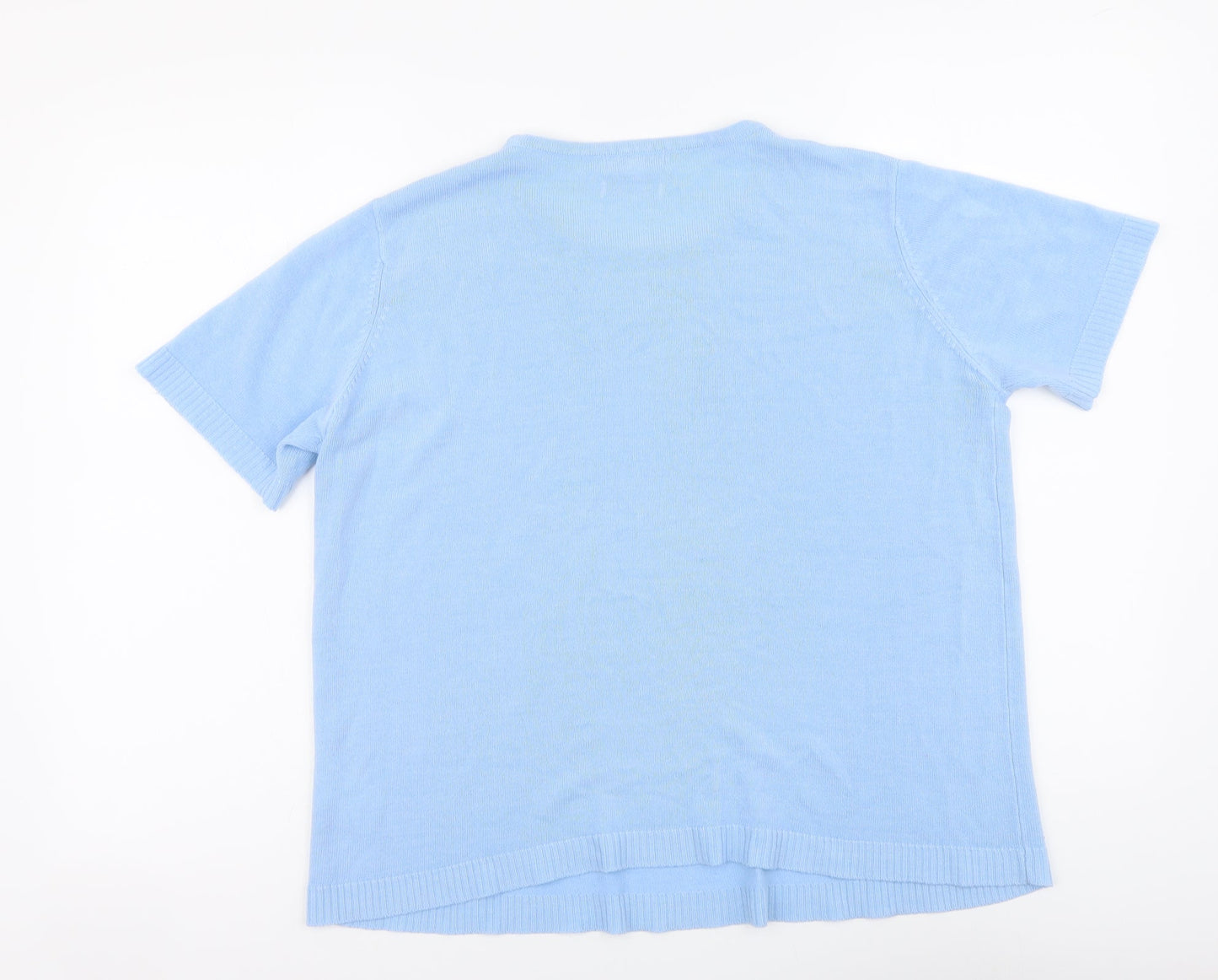 Classic Womens Blue Round Neck Acrylic Pullover Jumper Size L