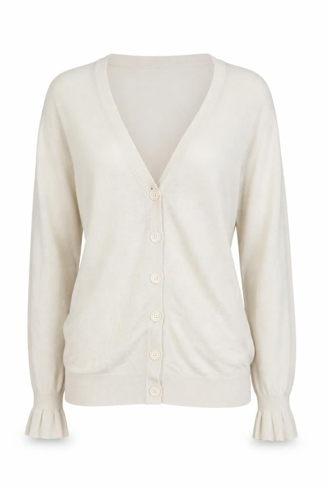 Very Womens Beige V-Neck Acrylic Cardigan Jumper Size L