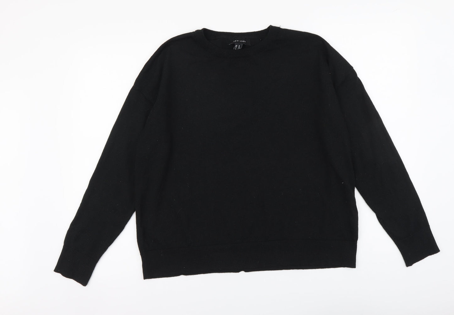 New Look Womens Black Round Neck Polyester Pullover Jumper Size M