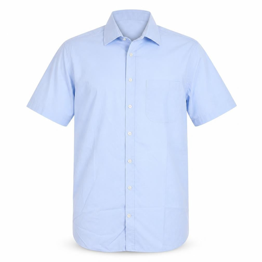 Marks and Spencer Mens Blue Polyester Button-Up Size 16 Collared Button