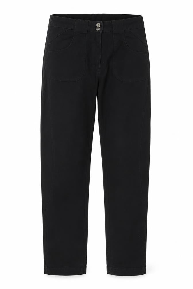 Casual Clothing Womens Black Cotton Trousers Size 42 L32 in Regular Button
