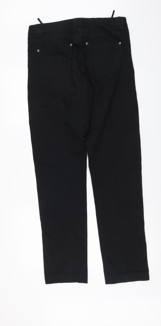 Casual Clothing Womens Black Cotton Trousers Size 42 L32 in Regular Button