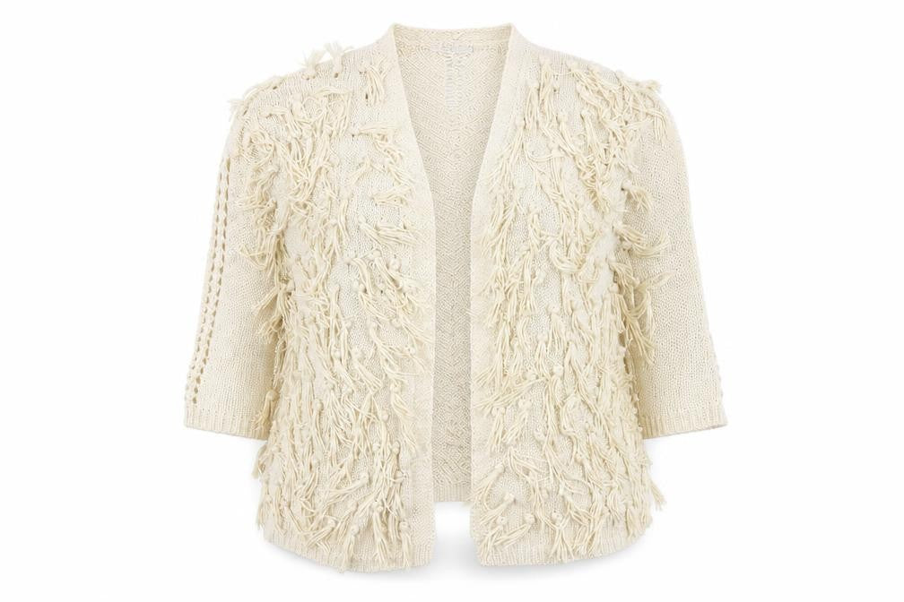 Matalan Girls Ivory V-Neck Acrylic Cardigan Jumper Size 12 Years