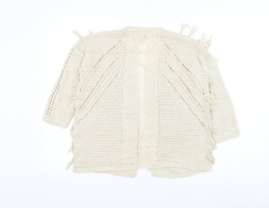 Matalan Girls Ivory V-Neck Acrylic Cardigan Jumper Size 12 Years