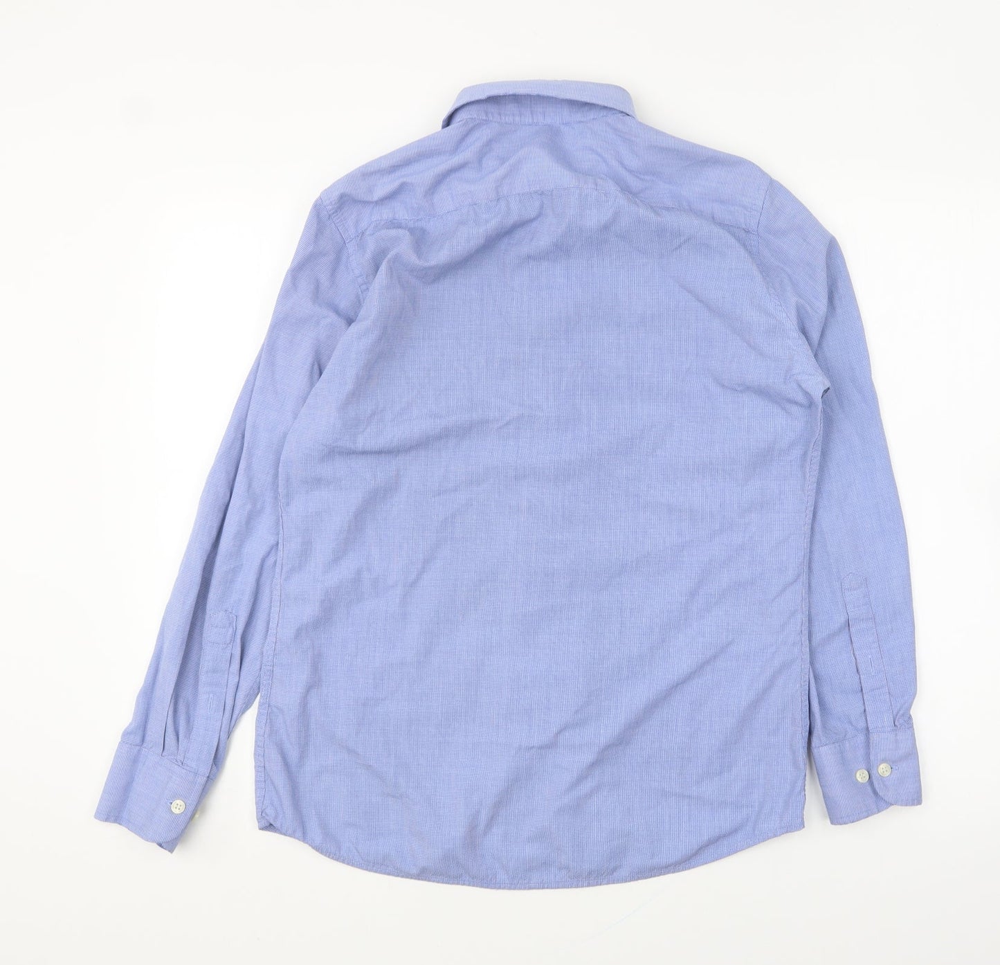 Yaly Couture Mens Blue Polyester Button-Up Size M Collared Button