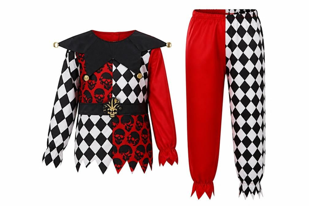 Morrisons Boys Red Check Polyester Lounge Set Size 7-8 Years Pullover - Pirate Fancy Dress