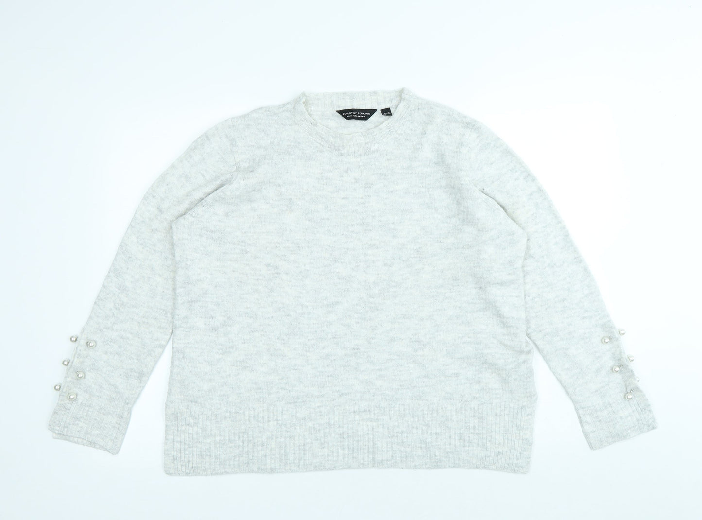 Dorothy Perkins Womens Grey Round Neck Acrylic Pullover Jumper Size 16