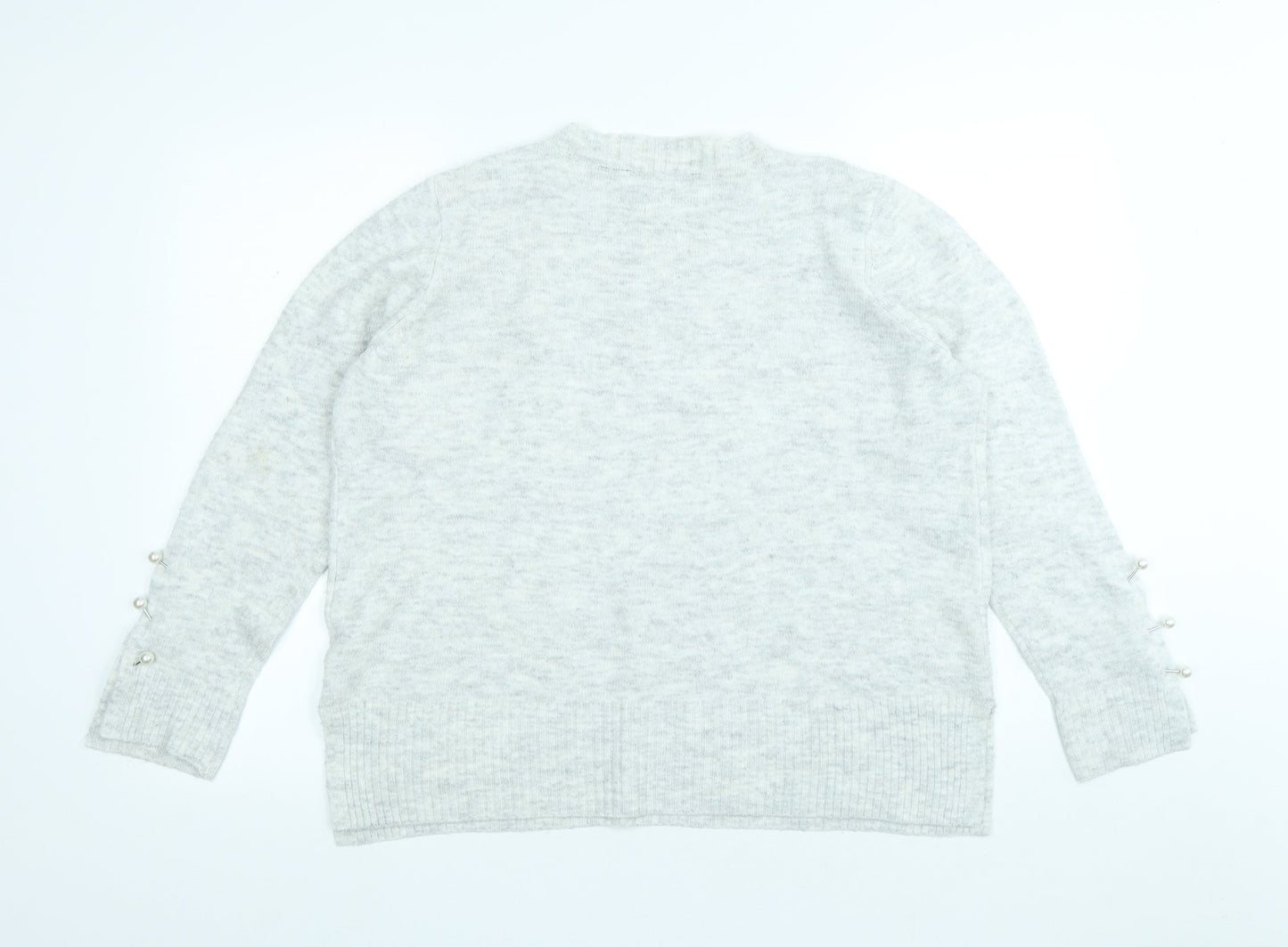 Dorothy Perkins Womens Grey Round Neck Acrylic Pullover Jumper Size 16