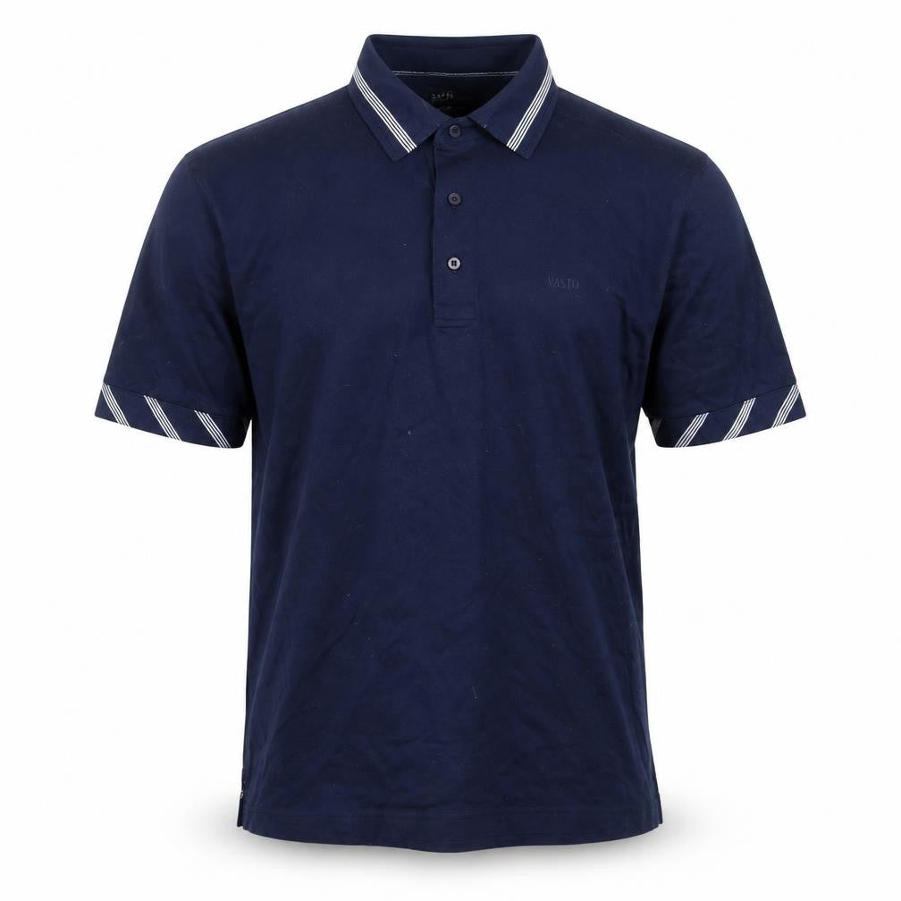Vasto Mens Blue Cotton Polo Size S Collared Button