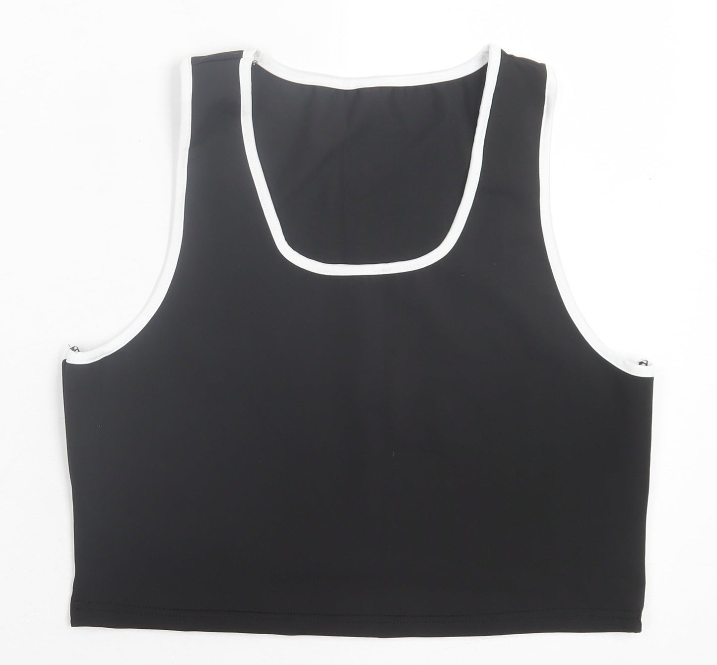 Preworn Womens Black Polyester Cropped Tank Size 3XL Scoop Neck