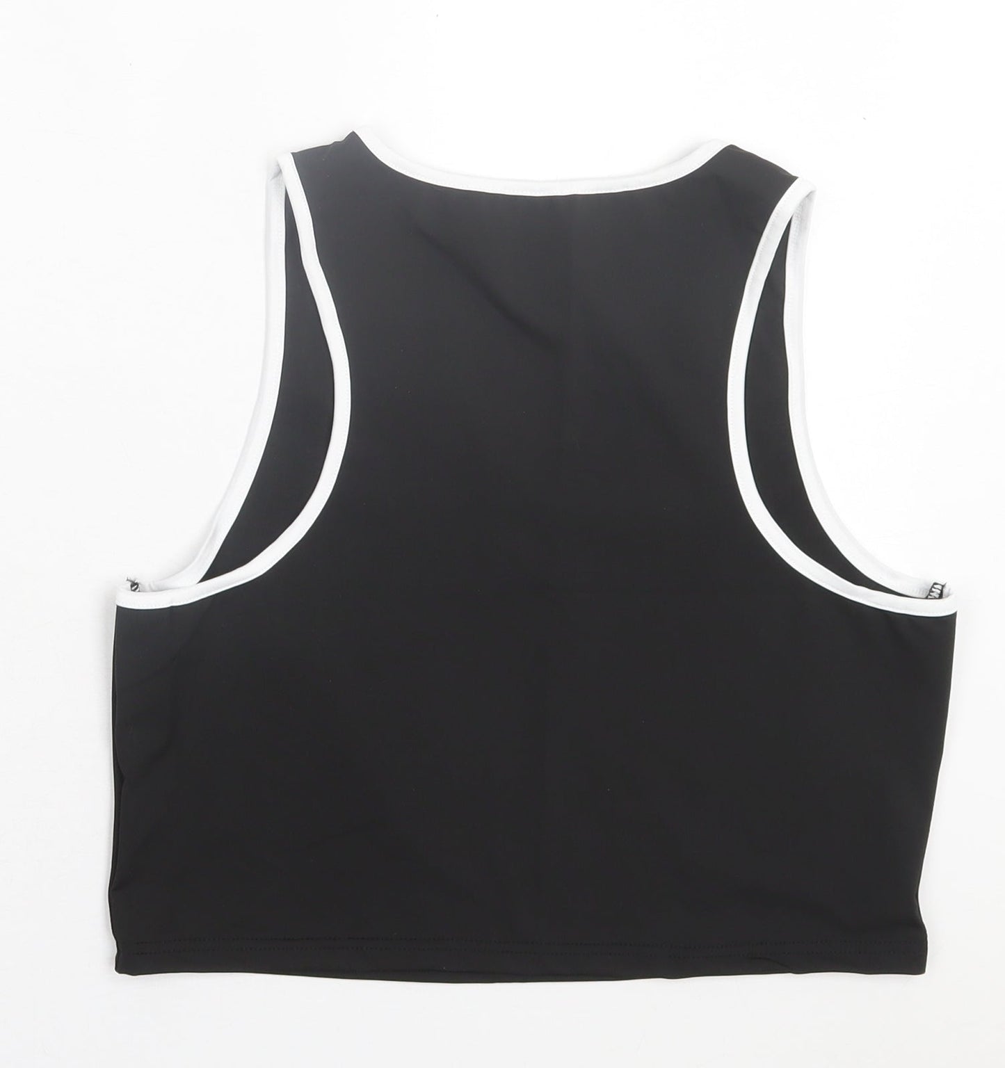 Preworn Womens Black Polyester Cropped Tank Size 3XL Scoop Neck