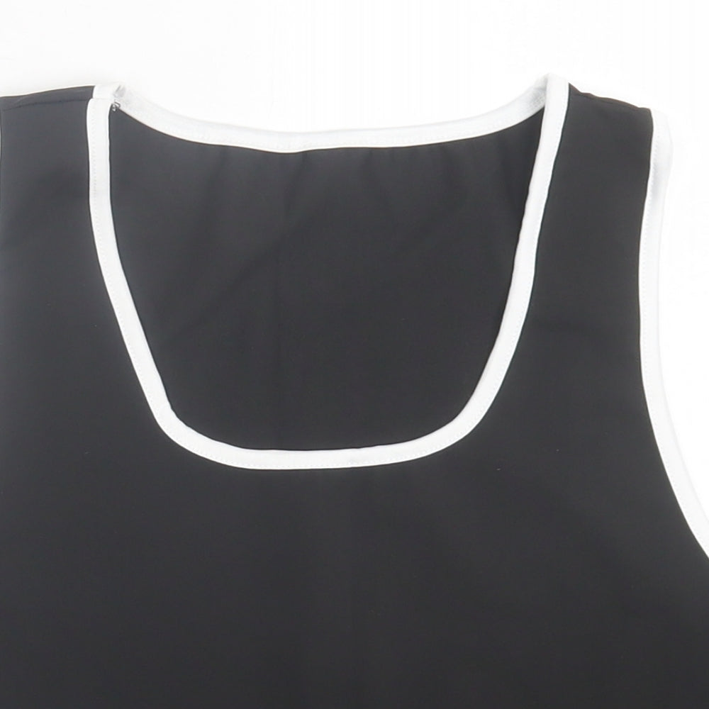 Preworn Womens Black Polyester Cropped Tank Size 3XL Scoop Neck