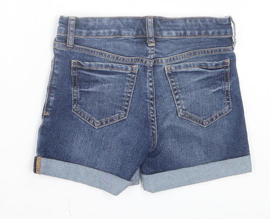 Gap Girls Blue Cotton Boyfriend Shorts Size 8-9 Years Regular Buckle