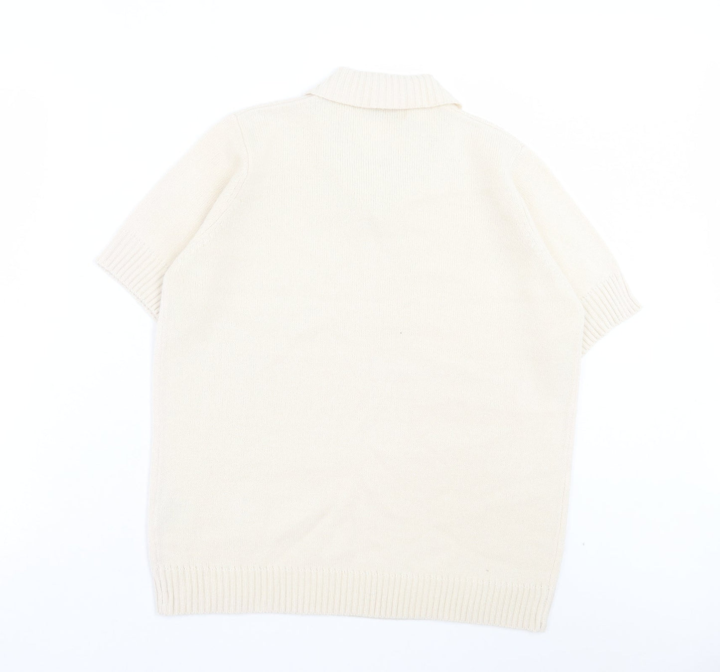 EWM Womens Ivory V-Neck Acrylic Pullover Jumper Size M
