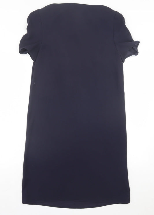 Marks and Spencer Womens Blue Polyester Shift Size 10 Boat Neck Pullover