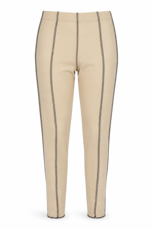 PRETTYLITTLETHING Womens Beige Polyester Jegging Leggings Size 10 L26 in - Contrast Stitching