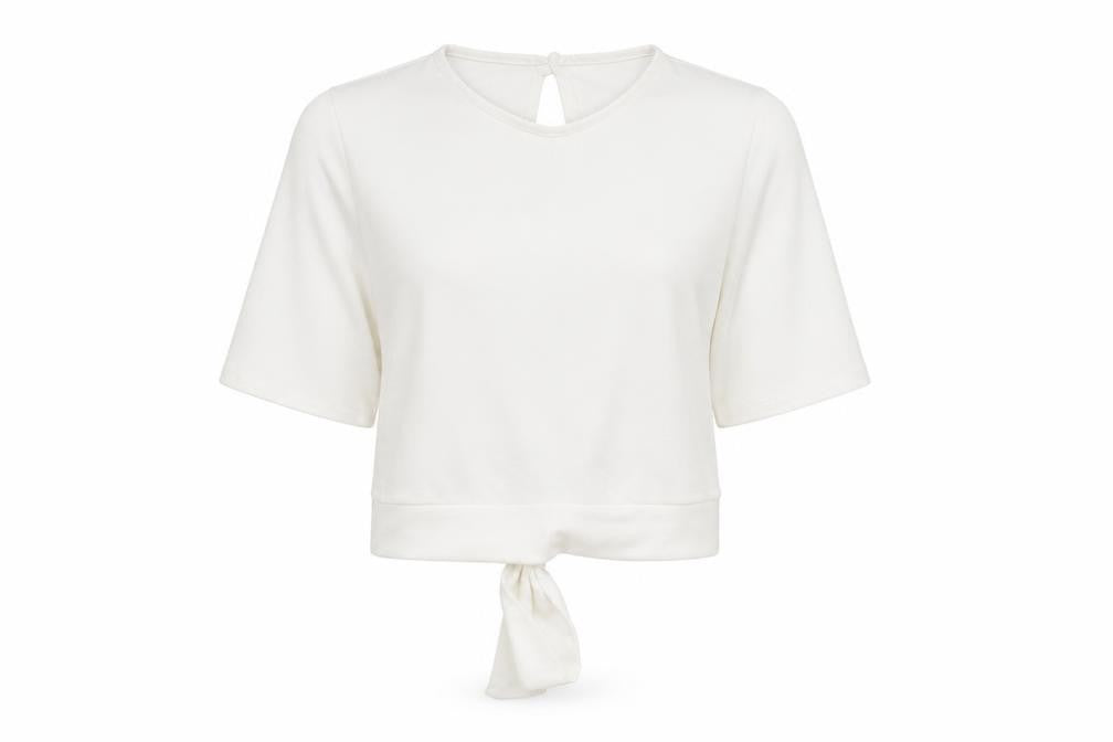 PRETTYLITTLETHING Womens White Polyester Cropped Blouse Size 12 Round Neck - Open Back