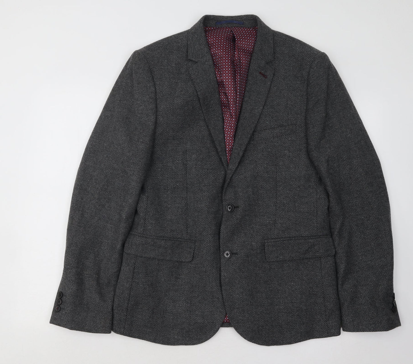 Burton Mens Grey Wool Jacket Suit Jacket Size 40