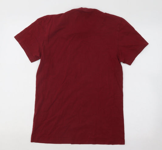 adidas Mens Red Cotton T-Shirt Size S Round Neck