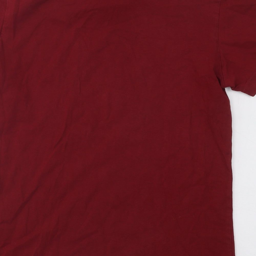 adidas Mens Red Cotton T-Shirt Size S Round Neck