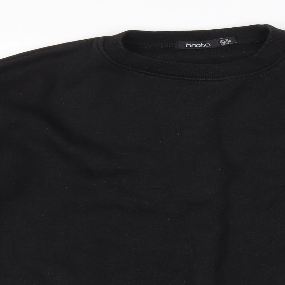 Boohoo Womens Black Polyester Pullover Sweatshirt Size 8 Pullover