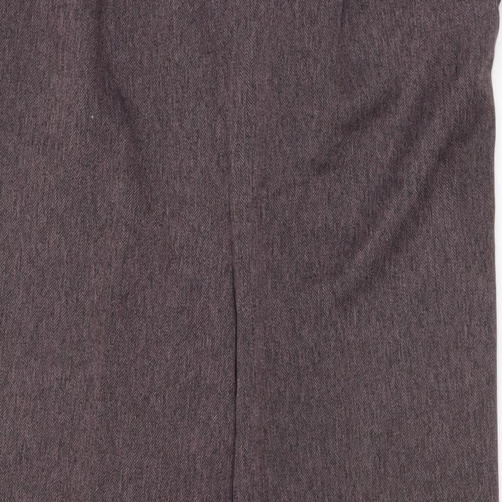 BHS Womens Purple Herringbone Polyester Trousers Size 14 L26 in Regular Drawstring