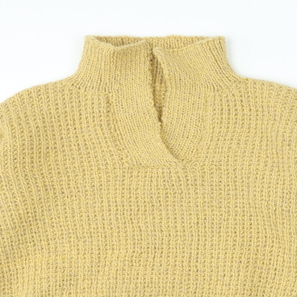 Preworn Womens Beige V-Neck Polyester Pullover Jumper Size S