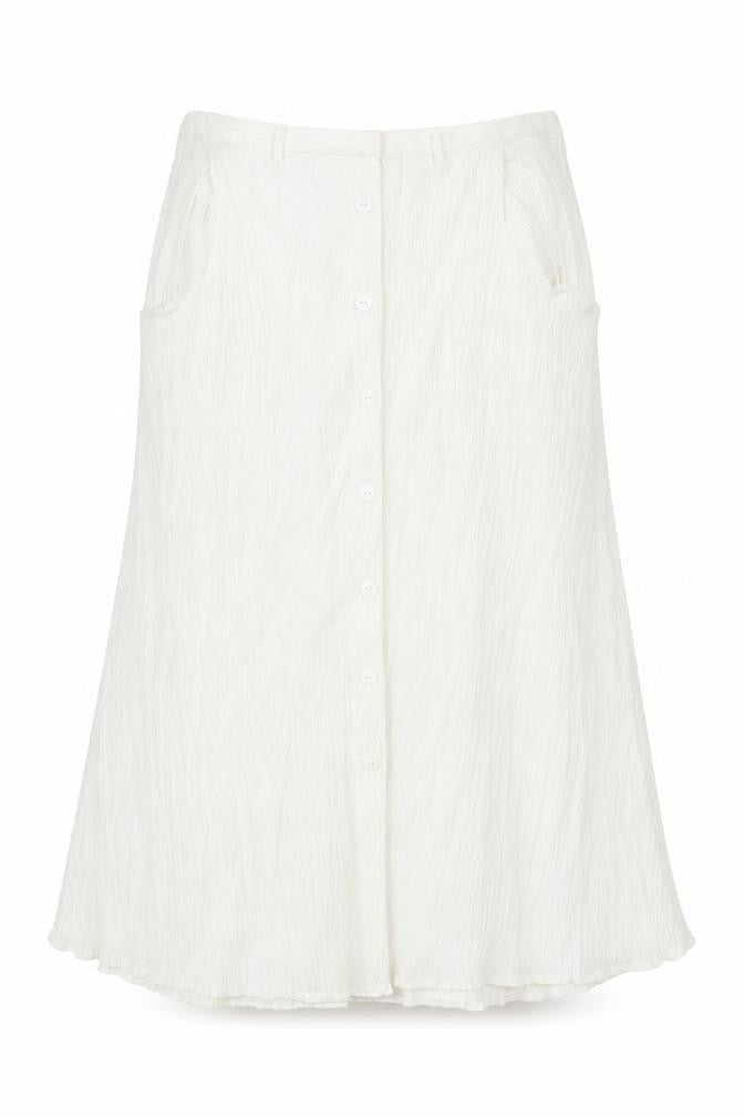 Preworn Womens White Polyacrylate Fibre A-Line Skirt Size M